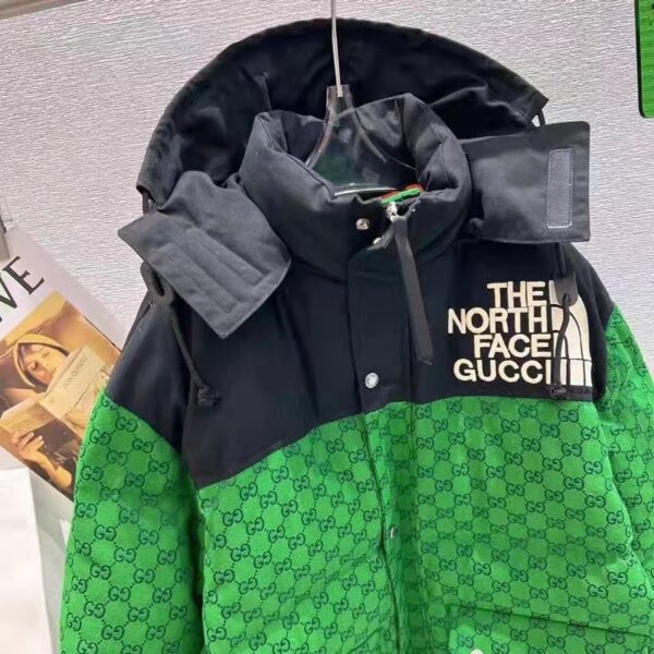 Gucci Women The North Face x Gucci Down Coat Green GG Canvas (7)