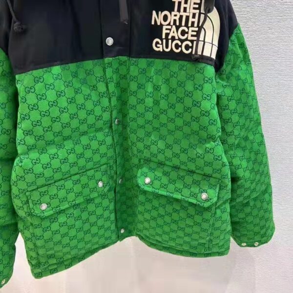 Gucci Women The North Face x Gucci Down Coat Green GG Canvas (9)