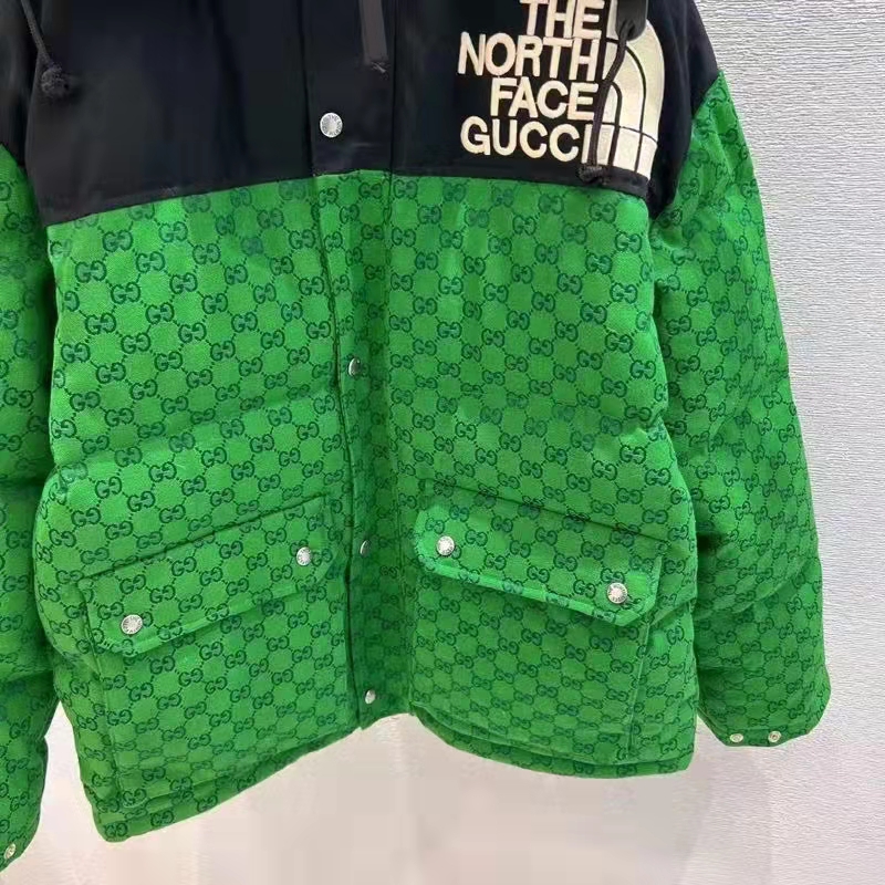 Gucci Men The North Face x Gucci Padded Jacket Green Ebony GG Canvas ...