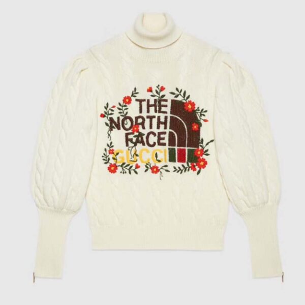 Gucci Women The North Face x Gucci Sweater Ivory Soft Wool