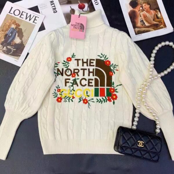 Gucci Women The North Face x Gucci Sweater Ivory Soft Wool (2)