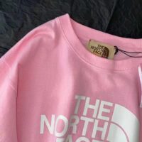 Gucci Women The North Face x Gucci T-Shirt Pink Cotton Jersey Oversize Fit Crewneck