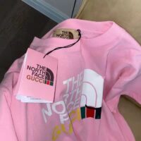 Gucci Women The North Face x Gucci T-Shirt Pink Cotton Jersey Oversize Fit Crewneck