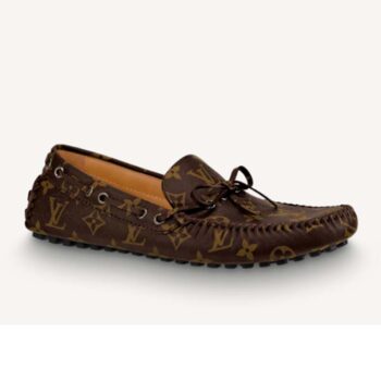 Louis Vuitton LV Men Arizona Mocassin Brown Monogram Canvas Tubular Construction