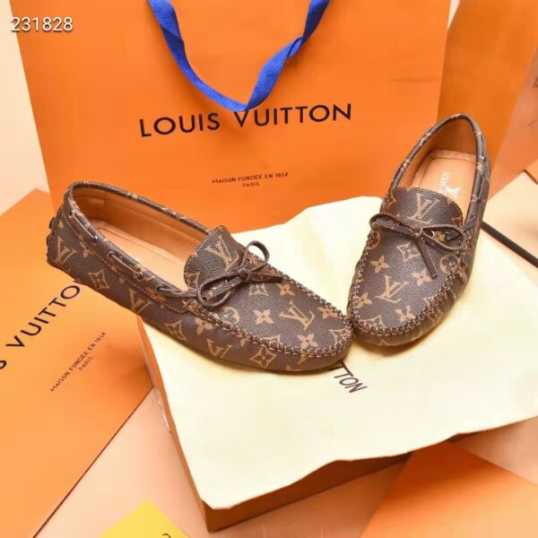 Louis Vuitton LV Men Arizona Mocassin Brown Monogram Canvas Tubular Construction (8)