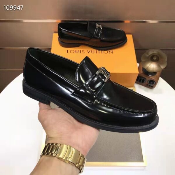 Louis Vuitton LV Men Major Loafer Black Glazed Calf Leather Monogram Canvas (5)