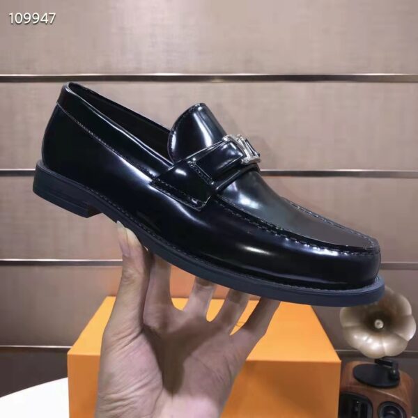 Louis Vuitton LV Men Major Loafer Black Glazed Calf Leather Monogram Canvas (7)