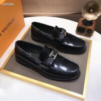 Louis Vuitton LV Men Major Loafer Black Glazed Calf Monogram Canvas