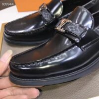 Louis Vuitton LV Men Major Loafer Black Glazed Calf Monogram Canvas