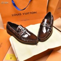 Louis Vuitton LV Men Major Loafer Ebene Glazed Calf Leather Monogram Canvas
