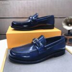 Louis Vuitton LV Men Major Loafer Navy Blue Glazed Calf Monogram Canvas - Bild 5