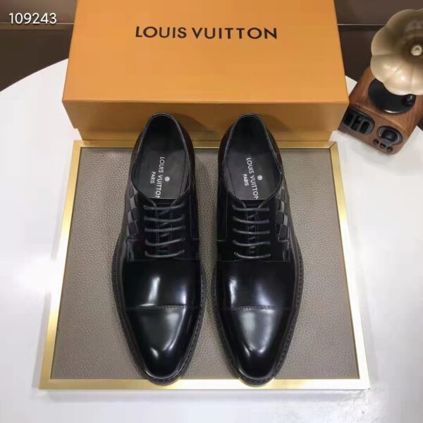 Louis Vuitton LV Men Minister Derby Damier Gglazed Calf Leather Graphite (11)
