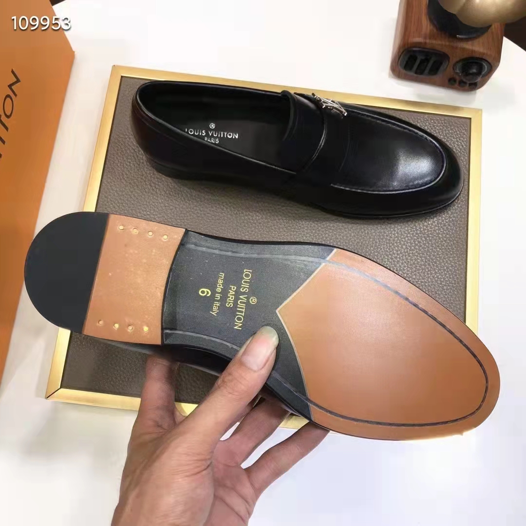 Louis Vuitton Black Leather Saint Germain Loafers Size 40.5 at