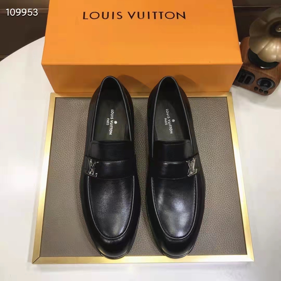 Authentic Louis Vuitton Men's Black Calf Leather Buckle Loafers Dress –  Paris Station Shop