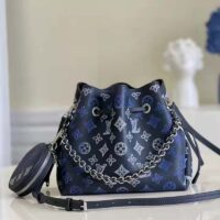 Louis Vuitton LV Unisex Bella Bag Navy Blue Mahina Calfskin