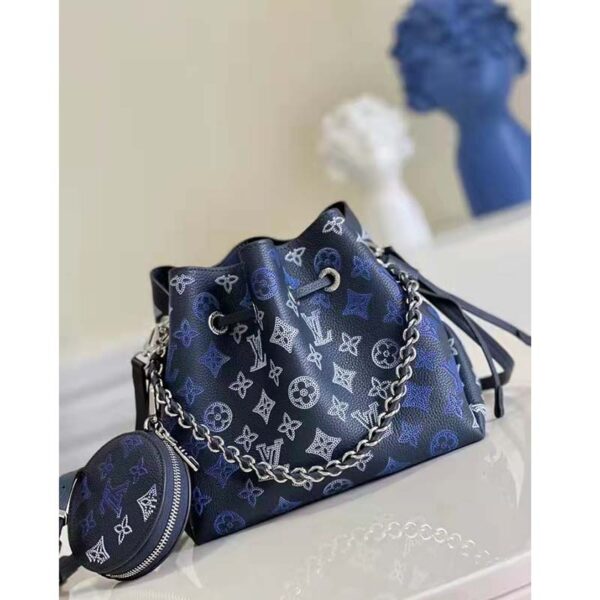 Louis Vuitton LV Unisex Bella Bag Navy Blue Mahina Calfskin (4)