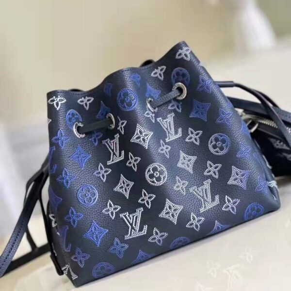 Louis Vuitton LV Unisex Bella Bag Navy Blue Mahina Calfskin (7)