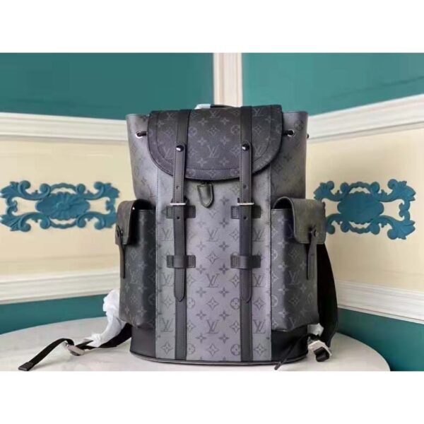 Louis Vuitton LV Unisex Christopher PM Backpack Grey Monogram Eclipse Coated Canvas (10)