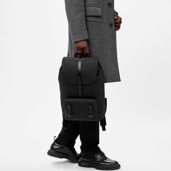 Louis Vuitton LV Unisex Christopher Slim Backpack Black Taurillon Cowhide Leather (3)