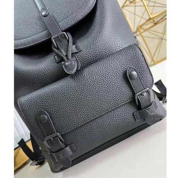 Louis Vuitton LV Unisex Christopher Slim Backpack Black Taurillon Cowhide Leather (5)