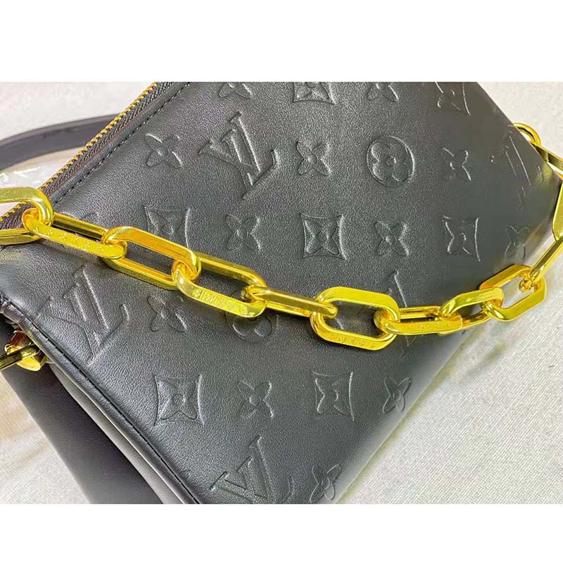 Louis Vuitton Black Monogram Embossed Puffy Lambskin Pochette