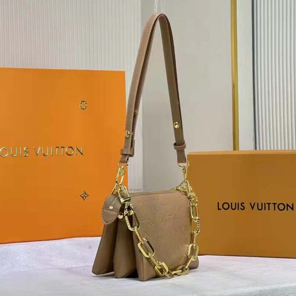 Louis Vuitton LV Unisex Coussin PM Camel Monogram-Embossed Puffy Lambskin Calfskin (9)