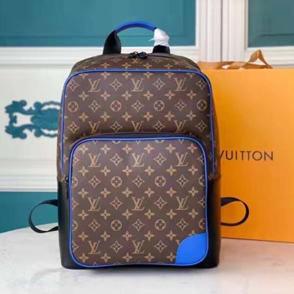 Louis Vuitton LV Unisex Dean Backpack Blue Monogram Macassar Coated Canvas Cowhide Leather (6)