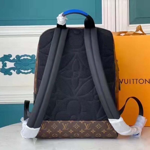 Louis Vuitton LV Unisex Dean Backpack Blue Monogram Macassar Coated Canvas Cowhide Leather (8)