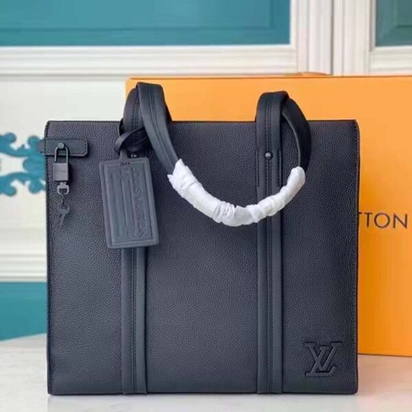 Louis Vuitton LV Unisex LV Aerogram Tote Black Grained Calf Cowhide Leather (6)