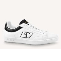 Louis Vuitton LV Unisex Luxembourg Sneaker Black White Perforated Calf Leather (1)