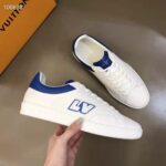 Louis Vuitton LV Unisex Luxembourg Sneaker Blue Perforated Calf Leather Rubber - Image 6
