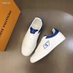 Louis Vuitton LV Unisex Luxembourg Sneaker Blue Perforated Calf Leather Rubber - Image 4