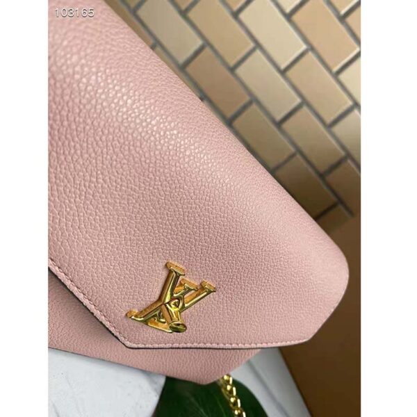 Louis Vuitton LV Unisex Mylockme Chain Bag Beige Soft Grained Calfskin (10)