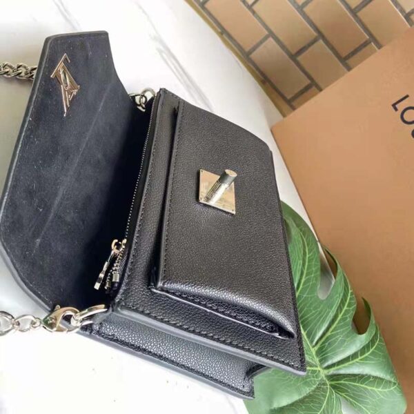 Louis Vuitton LV Unisex Mylockme Chain Bag Black Soft Grained Calfskin (10)