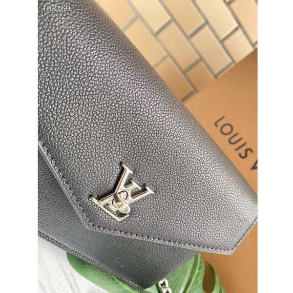 Louis Vuitton LV Unisex Mylockme Chain Bag Black Soft Grained Calfskin (2)