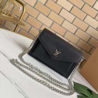 Louis Vuitton LV Unisex Mylockme Chain Pochette Black Soft Grained Calfskin