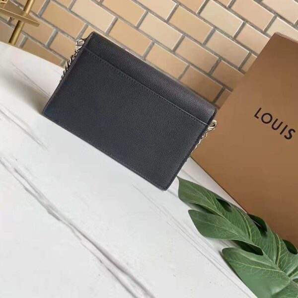 Louis Vuitton LV Unisex Mylockme Chain Bag Black Soft Grained Calfskin (7)