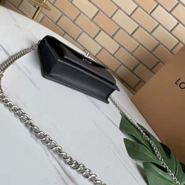 Louis Vuitton LV Unisex Mylockme Chain Bag Black Soft Grained Calfskin (8)