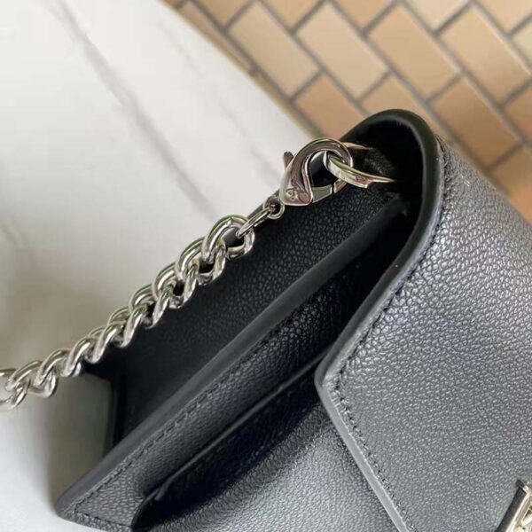 Louis Vuitton LV Unisex Mylockme Chain Bag Black Soft Grained Calfskin (9)