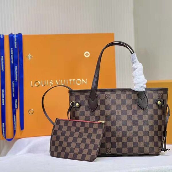 Louis Vuitton LV Unisex Neverfull PM Tote Brown Damier Ebene Coated Canvas (10)