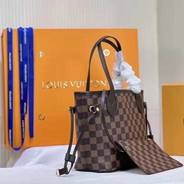 Louis Vuitton LV Unisex Neverfull PM Tote Brown Damier Ebene Coated Canvas (4)