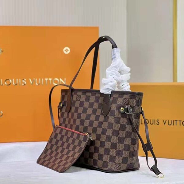 Louis Vuitton LV Unisex Neverfull PM Tote Brown Damier Ebene Coated Canvas (5)