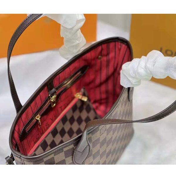 Louis Vuitton LV Unisex Neverfull PM Tote Brown Damier Ebene Coated Canvas (9)