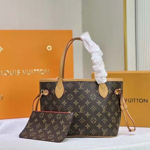 Louis Vuitton LV Unisex Neverfull PM Tote Brown Monogram Coated Canvas Cowhide (11)