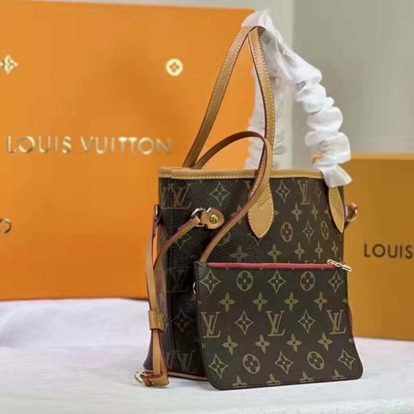 Louis Vuitton LV Unisex Neverfull PM Tote Brown Monogram Coated Canvas Cowhide (3)