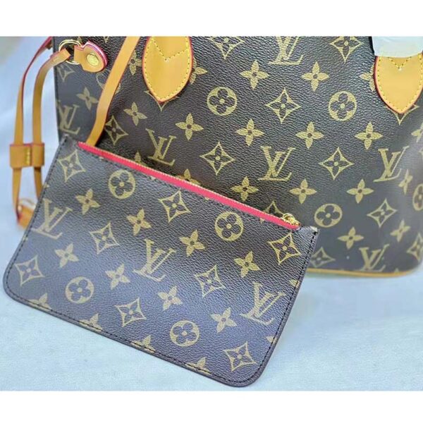 Louis Vuitton LV Unisex Neverfull PM Tote Brown Monogram Coated Canvas Cowhide (5)