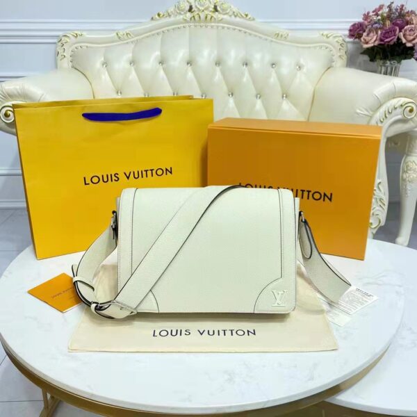 Louis Vuitton LV Unisex New Flap Messenger Beige Taiga Cowhide Leather (4)