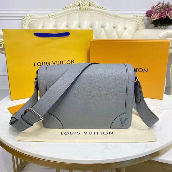 Louis Vuitton LV Unisex New Flap Messenger Grey Taiga Cowhide Leather (1)