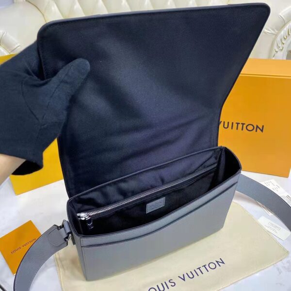 Louis Vuitton LV Unisex New Flap Messenger Grey Taiga Cowhide Leather (12)
