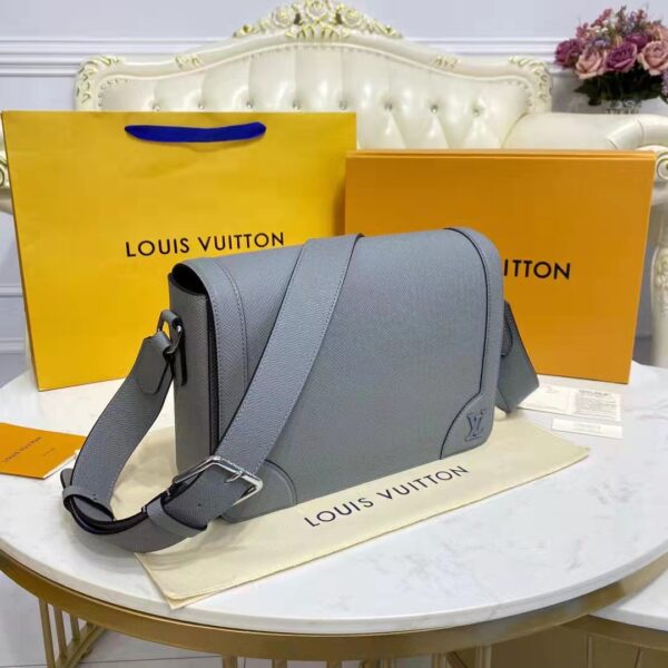 Louis Vuitton LV Unisex New Flap Messenger Grey Taiga Cowhide Leather (2)